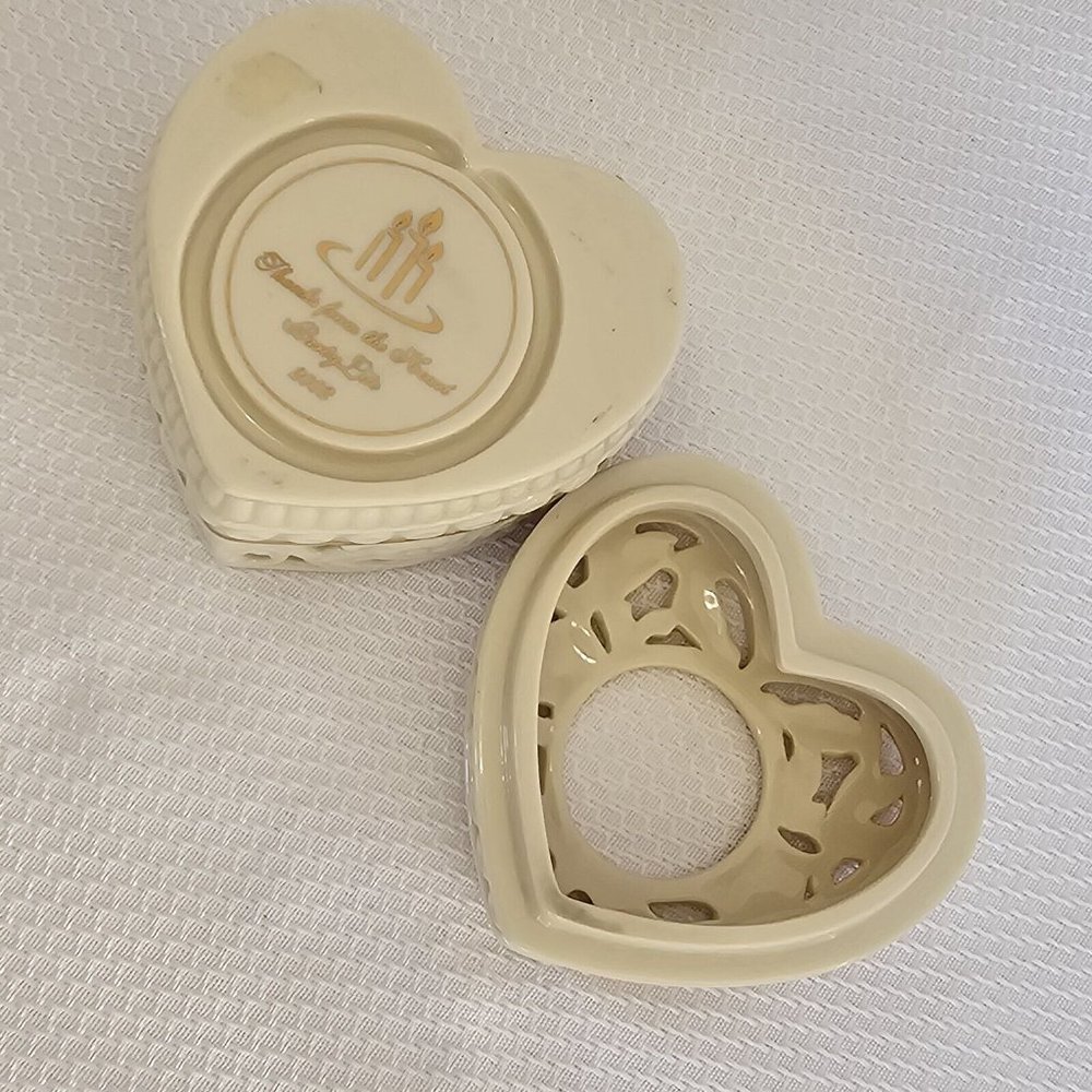 2002 Partylite Thank You From The Heart Tea Light Holder 3" toile gold lined - Picture 8 of 10